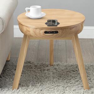 Morvik Wooden Smart Lamp Table Round In Ash