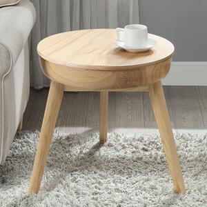 Morvik Round Wooden Lamp Table In Oak