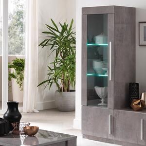 Breta High Gloss Display Cabinet 1 Door In Grey With LED