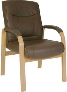 Norman Leather And Wood Visitors Office Chair