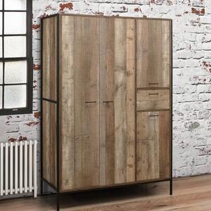 Urbana Wooden Wardrobe With 4 Doors In Rustic