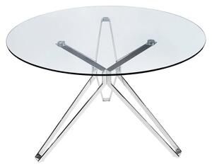 Toulouse Glass Dining Table Round In Clear With Chrome Legs