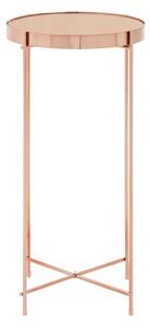 Alluras Tall Pink Glass Side Table With Rose Gold Frame