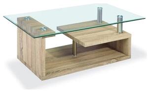 Baylee Clear Glass Coffee Table With Natural Base