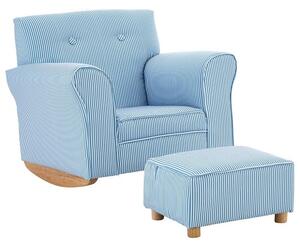 Floride Kids Rocker Chair With Foot Stool In Blue And White