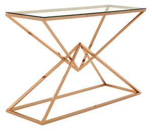 Alluras Clear Glass Console Table With Rose Gold Metal Frame