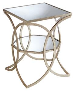 Zaria Square Glass Side Table With Cross Design Silver Frame