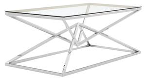 Alluras Clear Glass Coffee Table With Steel Silver Frame