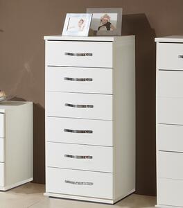 Milden Wooden Chest Of Drawers Tall In White And 6 Drawers