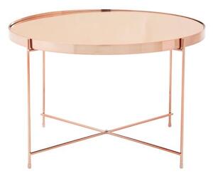 Alluras Large Pink Glass Side Table With Rose Gold Frame