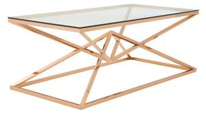 Alluras Clear Glass Coffee Table With Rose Gold Frame