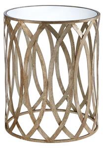 Zaria Round Glass Side Table With Leaf Design Silver Frame