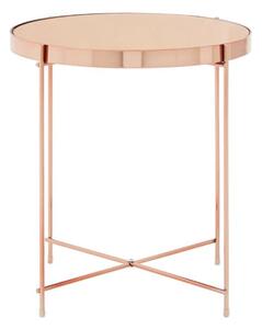 Alluras Small Pink Glass Side Table With Rose Gold Frame