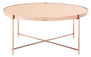 Alluras Pink Glass Coffee Table With Rose Gold Frame