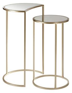 Avanto Round Glass Top Set of 2 Side Tables With Metal Frame