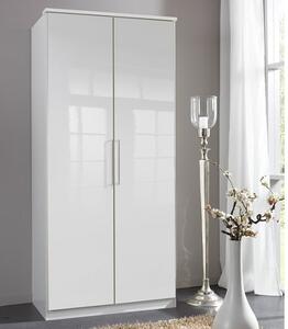 Bruce Wardrobe In White With High Gloss Fronts And 2 Doors