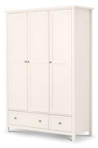 Madge Wooden Wardrobe Wide In White With 3 Doors and 2 Drawers