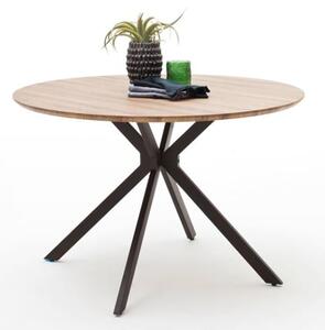 Artois Wooden Dining Table Round In Wild Oak And Anthracite Legs