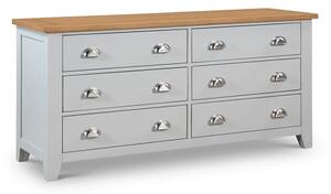 Raisie Wooden Chest Of Drawers Wide In Grey With 6 Drawers