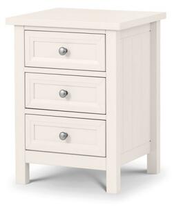 Madge Wooden Bedside Cabinet In White With 3 Drawers