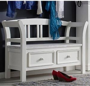 Corrin Trendy Wooden Shoe Bench In White With 2 Drawers