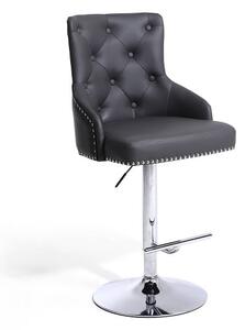 Rivne Leather Bar Stool With Chrome Base In Graphite Grey