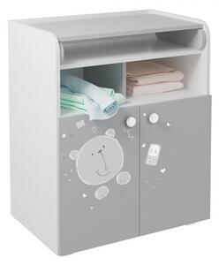 Corfu Teddy Storage Cupboard With Changing Top In White Grey