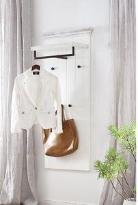 Corrin Wooden Wall Mounted Coat Rack Panel In White With 4 Hooks