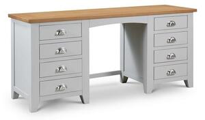 Raisie Wooden Pedestal Dressing Table In Grey With 8 Drawers