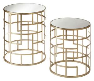 Avanto Round Glass Set of 2 Side Tables With Multi Box Frame