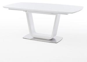 Alecta Glass Extendable Dining Table In White With Steel Base