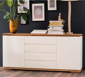 Everly Sideboard In Matt White Lacquered And Oak With 2 Doors