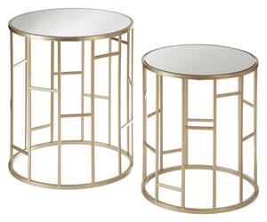 Avanto Round Glass Set of 2 Side Tables With Asymmetric Frame