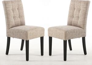 Mendoza Oatmeal Fabric Dining Chairs With Black Legs In Pair