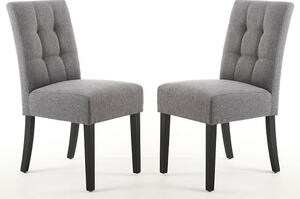 Mendoza Steel Grey Fabric Dining Chairs With Black Legs In Pair