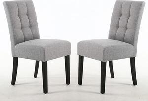 Mendoza Silver Grey Fabric Dining Chairs With Black Legs In Pair