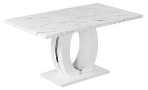 Halo High Gloss Dining Table In White And Vida Marble Effect