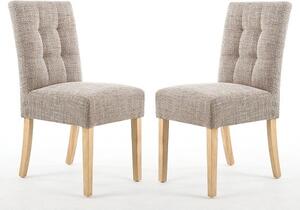 Mendoza Oatmeal Fabric Dining Chairs With Oak Legs In Pair