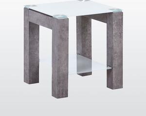 Warren Glass End Table In White With Concrete Effect Base