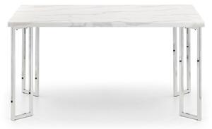 Pamuel Marble Effect Dining Table In White And Steel Frame