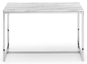 Sable High Gloss Dining Table In White Marble Effect