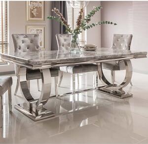 Kelsey Large Marble Dining Table With Steel Base In Grey