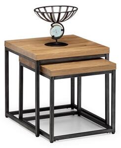 Barras Wooden Set Of 2 Nest Tables In Solid Oak And Metal Legs