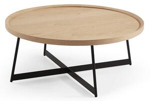 Corrick Circular Coffee Table In White Oak And Metal Legs