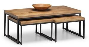 Barras Wooden Set Of Coffee Tables In Solid Oak And Metal Legs