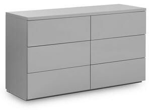 Maeva Chest Of Drawers Wide In Grey High Gloss With 6 Drawers