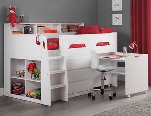 Jadiel Midsleeper Children Bed In White With Storage And Desk
