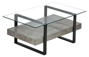 Triton Glass Coffee Table With Light Concrete And Black Metal