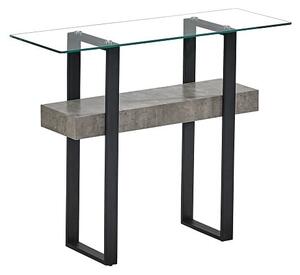 Triton Glass Console Table With Light Concrete And Black Metal