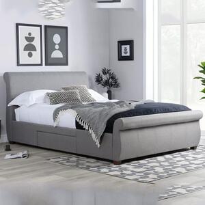 Lannister Fabric Double Bed With 2 Drawers In Grey